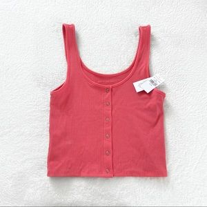 NWT AE Ribbed Snap Front Cropped Tank Top